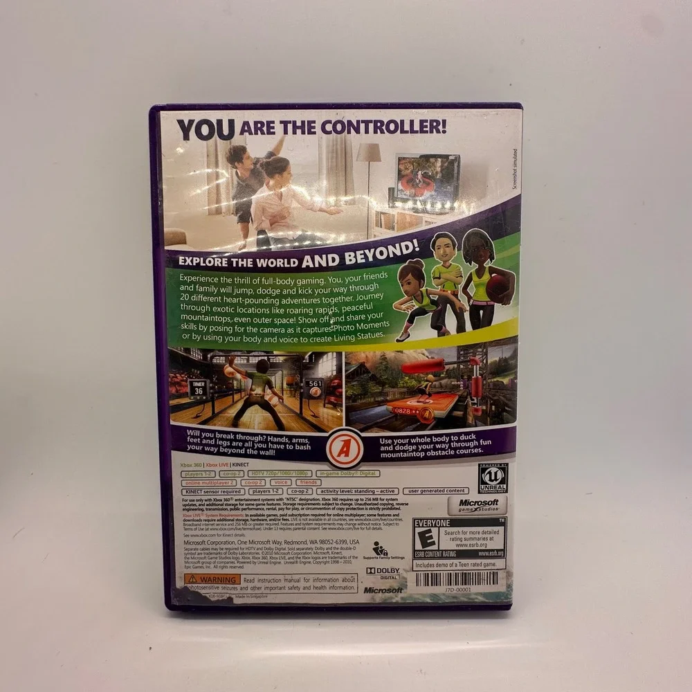 Xbox 360 Kinect Adventures Video Game Disc and Case Fitness and Health Sports‎